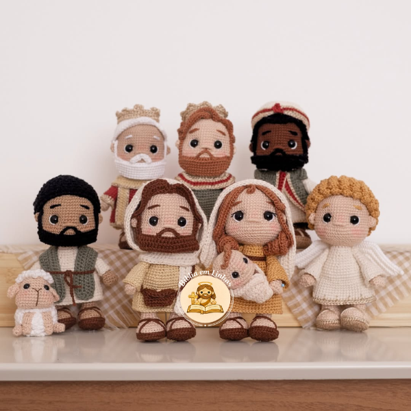 Coleção Nascimento de Jesus – 07 Amigurumis Bíblicos | 15cm