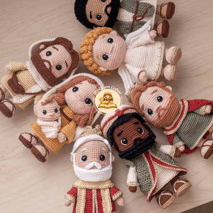 Coleção Nascimento de Jesus – 07 Amigurumis Bíblicos | 15cm